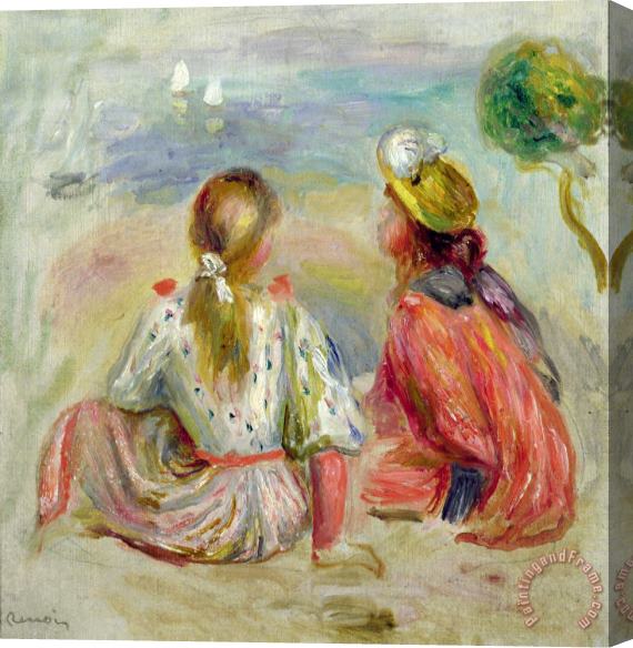 Pierre Auguste Renoir Young Girls on the Beach Stretched Canvas Print / Canvas Art