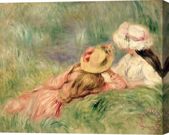 Pierre Auguste Renoir Young Girls on the River Bank Stretched Canvas Painting / Canvas Art