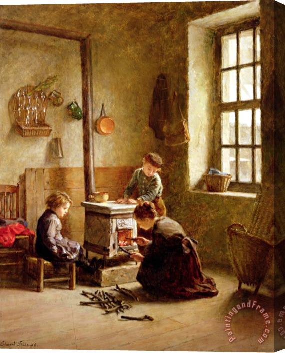 Pierre Edouard Frere Lighting the Stove Stretched Canvas Painting / Canvas Art