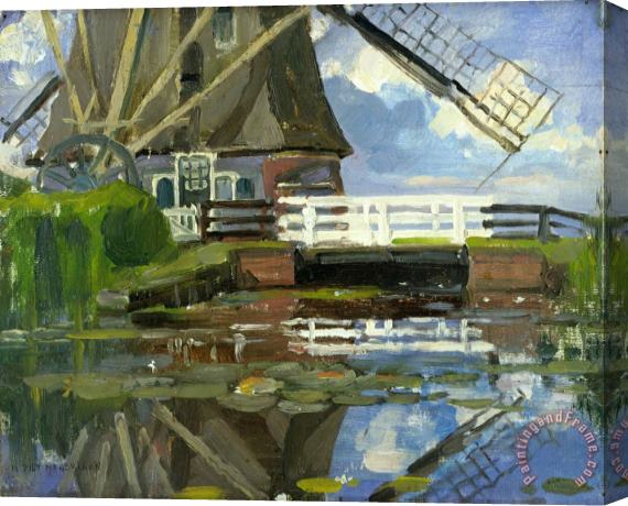 Piet Mondrian Truncated View of The Broekzijder Mill on The Gein, Wings Facing West Stretched Canvas Painting / Canvas Art