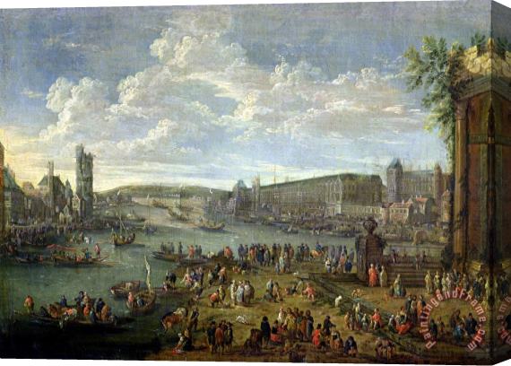 Pieter Casteels II View of The Louvre And The Tour De Nesles From The Ile De La Cite Stretched Canvas Painting / Canvas Art