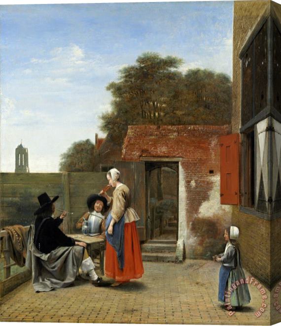Pieter de Hooch A Dutch Courtyard Stretched Canvas Painting / Canvas Art