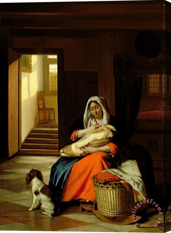 Pieter de Hooch Mother Nursing Her Child Stretched Canvas Print / Canvas Art