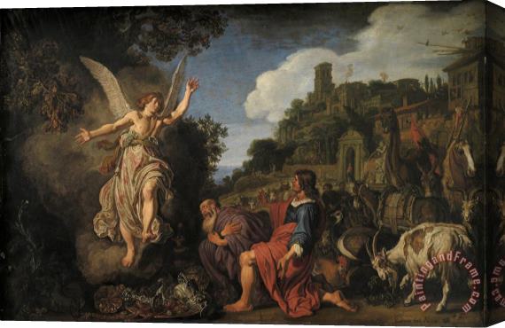 Pieter Lastman The Angel Raphael Takes Leave of Old Tobit And His Son Tobias Stretched Canvas Painting / Canvas Art