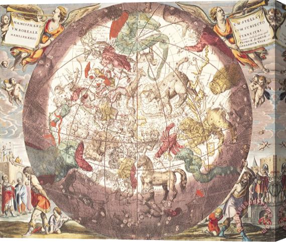 Pieter Schenk Northern Boreal Hemisphere From The Celestial Atlas Stretched Canvas Print / Canvas Art
