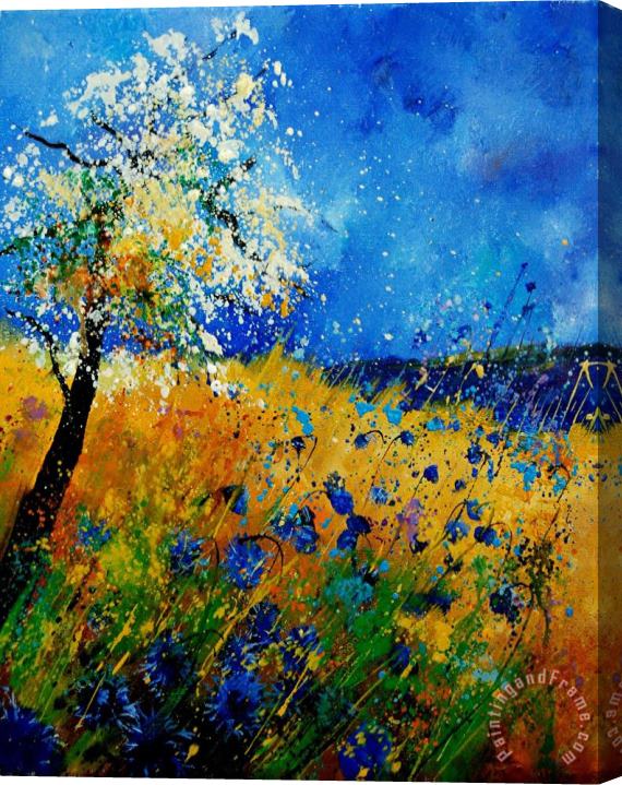 Pol Ledent Blue cornflowers 450108 Stretched Canvas Print / Canvas Art