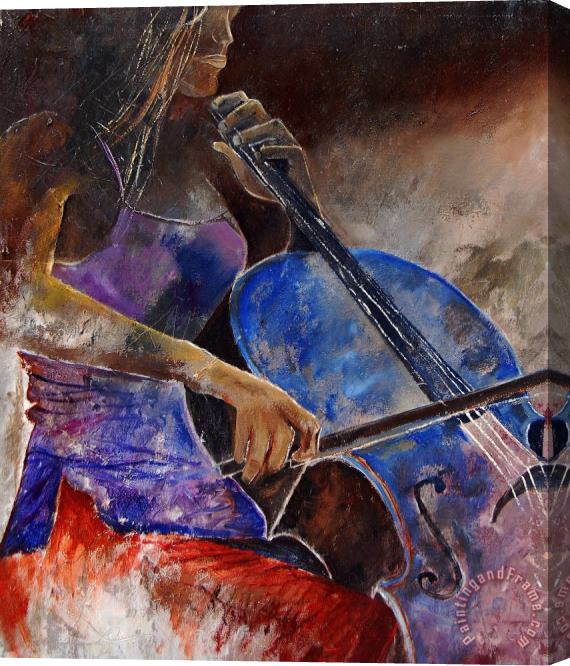 Pol Ledent Cello player Stretched Canvas Print / Canvas Art