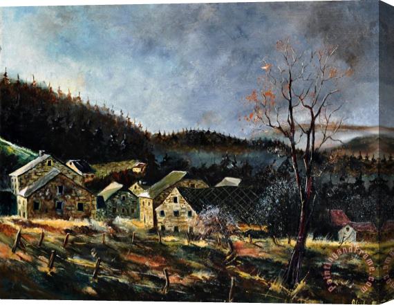 Pol Ledent Old houses in Mogimont Stretched Canvas Print / Canvas Art