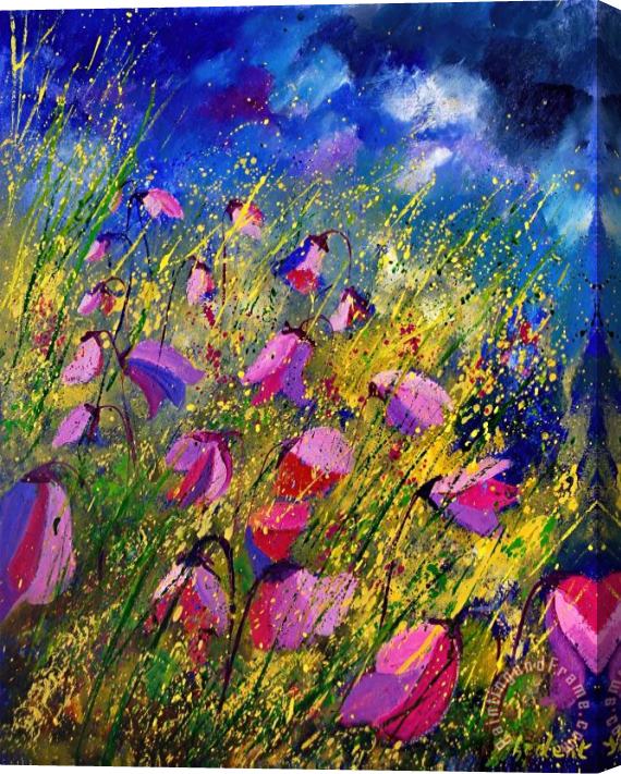 Pol Ledent Purple Wild Flowers Stretched Canvas Painting / Canvas Art