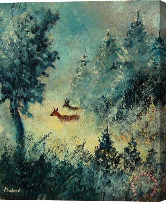 Pol Ledent Roe deers in september morning light Stretched Canvas Painting / Canvas Art