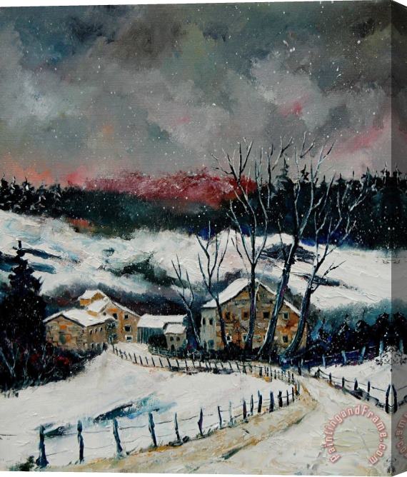 Pol Ledent Snow in Sechery Redu Stretched Canvas Painting / Canvas Art