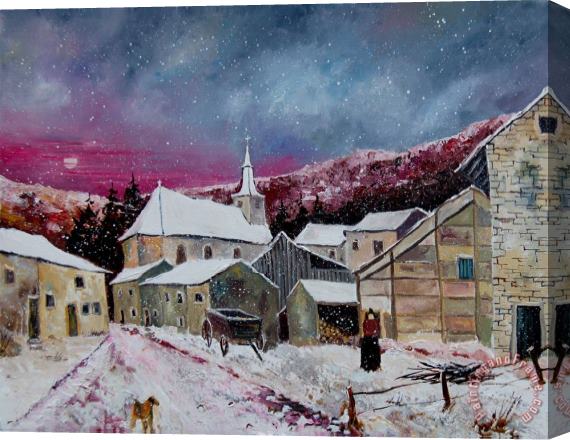 Pol Ledent Snow Is Falling Stretched Canvas Print / Canvas Art
