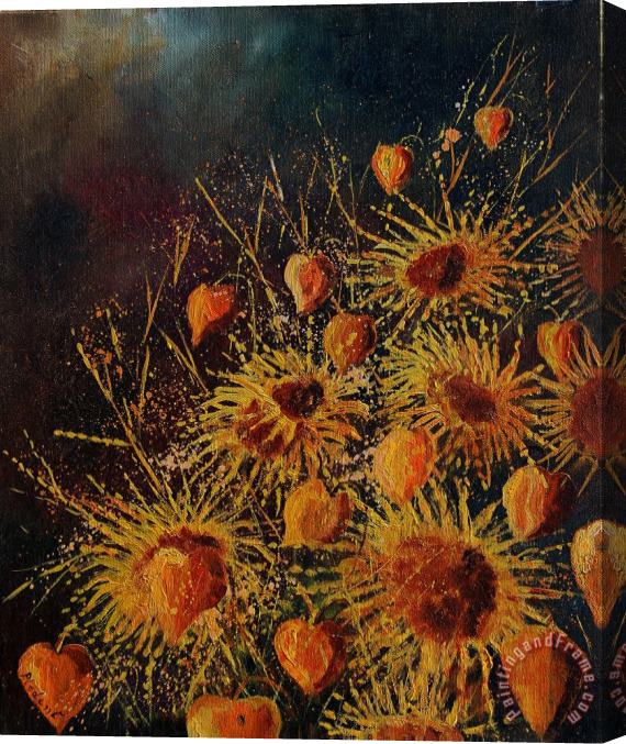 Pol Ledent Sun flowers and physialis Stretched Canvas Print / Canvas Art