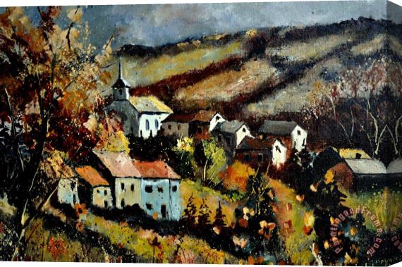 Pol Ledent Village In Fall Stretched Canvas Print / Canvas Art