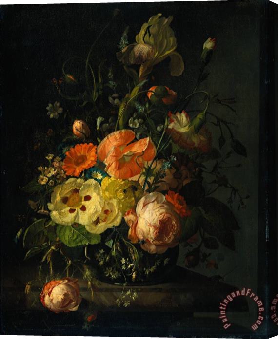 Rachel Ruysch Still Life with Flowers on a Marble Tabletop Stretched Canvas Print / Canvas Art