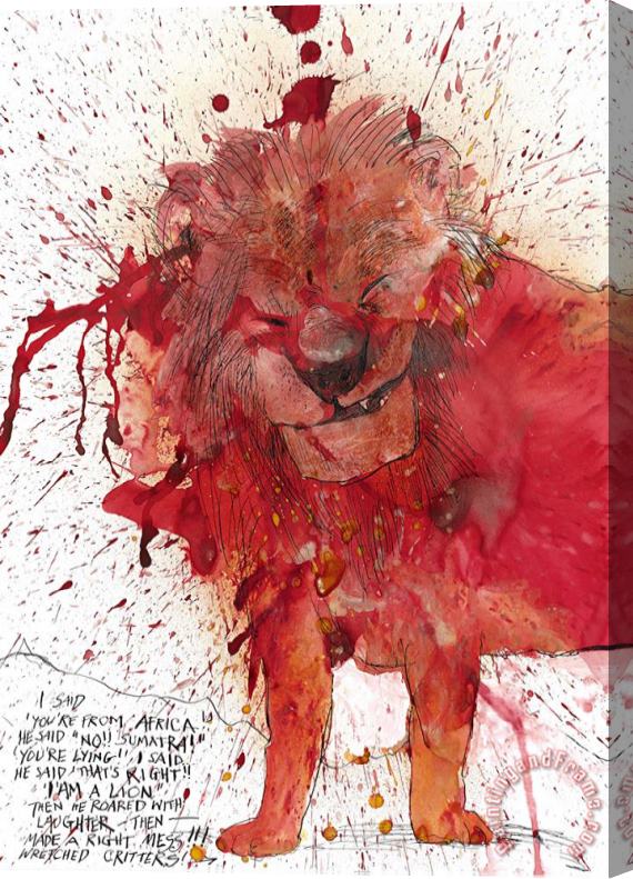 Ralph Steadman Lion, 2017 Stretched Canvas Print / Canvas Art