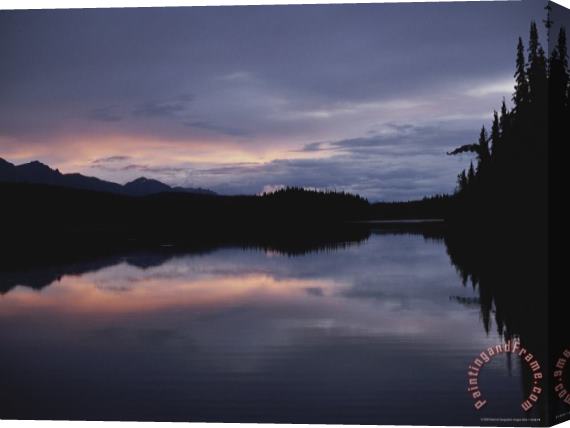 Raymond Gehman A Beautiful Twilight Scene Reflected in Peaceful Water Stretched Canvas Print / Canvas Art