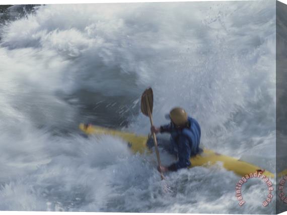 Raymond Gehman A Kayaker Paddles Through White Water Rapids on The Snake River Stretched Canvas Painting / Canvas Art