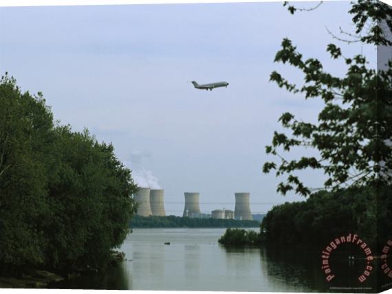 Raymond Gehman A Plane Flys Over Three Mile Island And The Susquehanna River Stretched Canvas Painting / Canvas Art