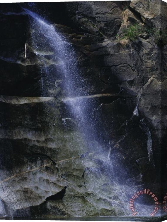 Raymond Gehman Black Dragon Waterfall Cascades Down Yan Mountain Stretched Canvas Print / Canvas Art