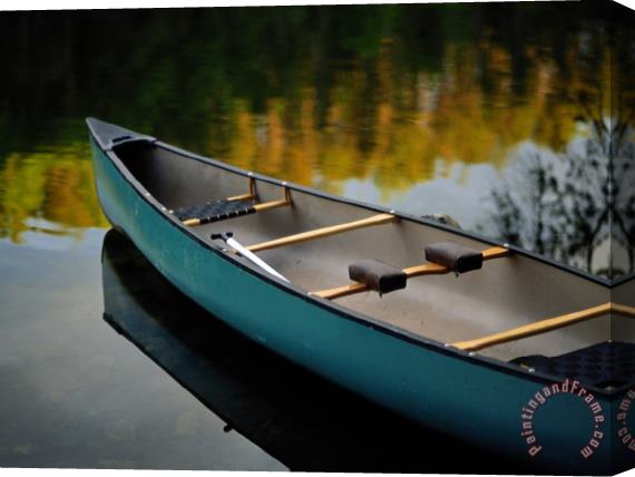 Raymond Gehman Canoe And Reflections on a Still Lake Stretched Canvas Painting / Canvas Art