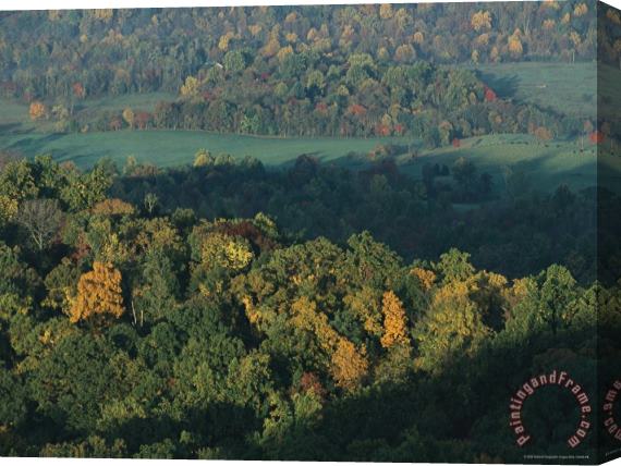 Raymond Gehman Farmlands And Forest Near Luray As Seen From Skyline Drive Stretched Canvas Print / Canvas Art