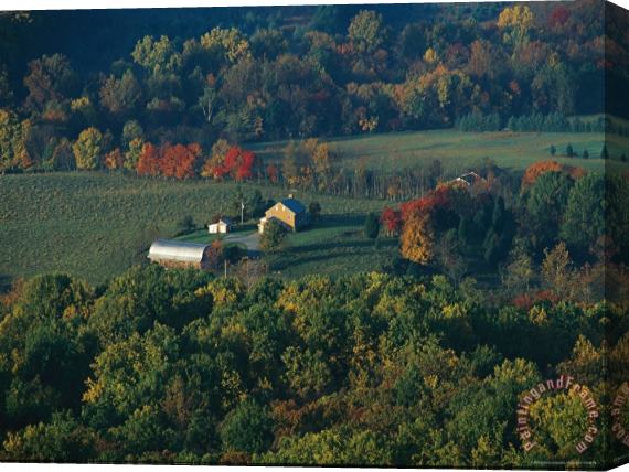 Raymond Gehman Farmlands And George Washington National Forest Seen From Skyline Drive Stretched Canvas Painting / Canvas Art
