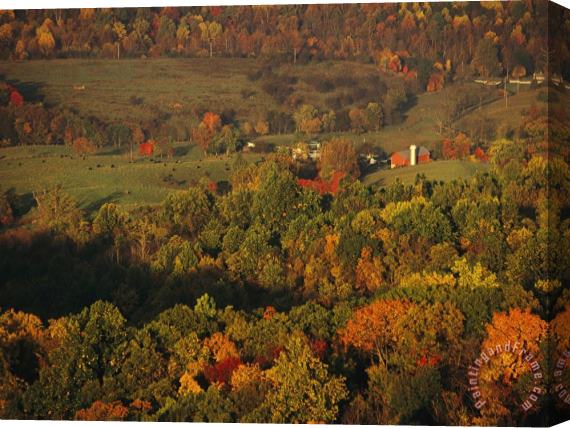 Raymond Gehman Farmlands And George Washington National Forest Seen From Skyline Drive Stretched Canvas Painting / Canvas Art