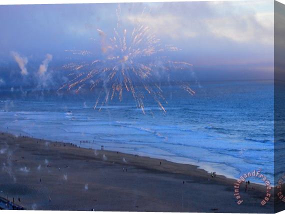 Raymond Gehman Fireworks Over Ocean Beach in San Francisco Stretched Canvas Print / Canvas Art