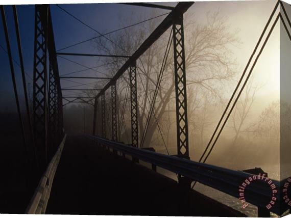 Raymond Gehman Fog at Sunrise From a Bridge Over The Little Tennessee River Stretched Canvas Print / Canvas Art