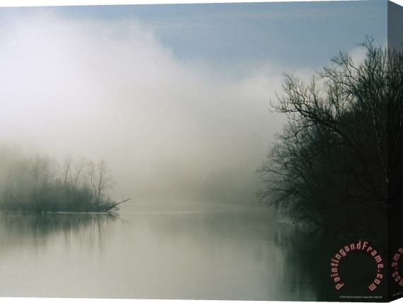 Raymond Gehman Fog Surrounds a Small Island in The James River Stretched Canvas Painting / Canvas Art