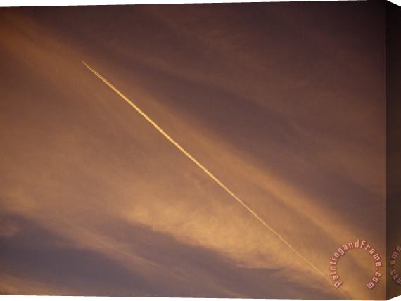 Raymond Gehman Jet Vapor Trails in The Sky at Twilight Stretched Canvas Print / Canvas Art