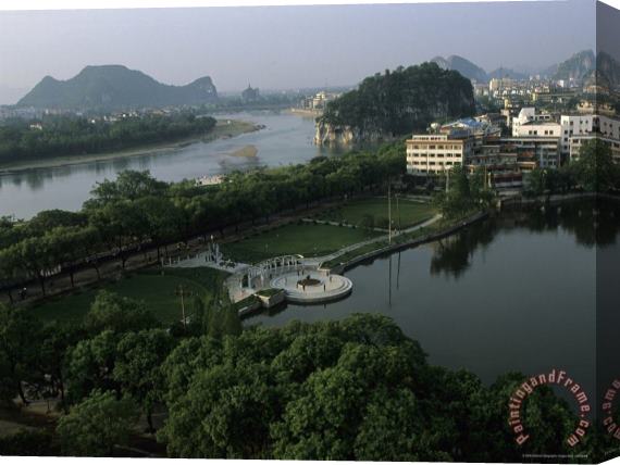 Raymond Gehman Lake with Park And Elephant Trunk Hill Guilin Guangxi China Stretched Canvas Print / Canvas Art