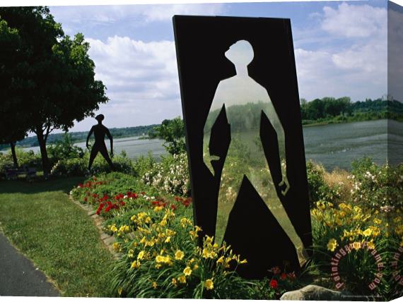 Raymond Gehman Modern Sculpture in a Garden on The Banks of The Susquehanna River Stretched Canvas Print / Canvas Art