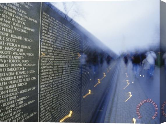 Raymond Gehman Names of Fallen Soldiers Inscribed in Granite at The Vietnam Memorial Stretched Canvas Painting / Canvas Art