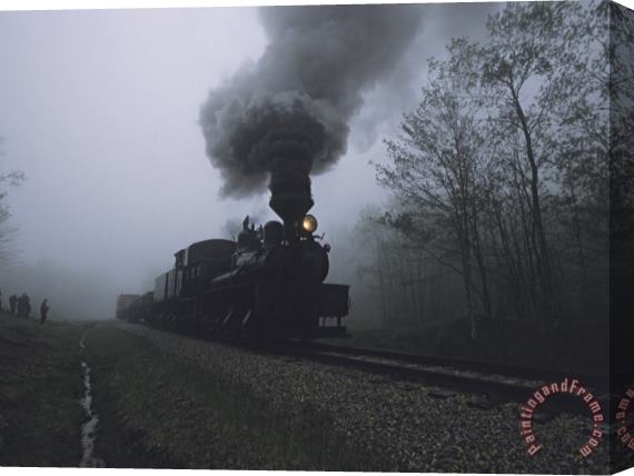 Raymond Gehman People Wait to Board The Cass Scenic Railroad on a Foggy Morning Stretched Canvas Print / Canvas Art