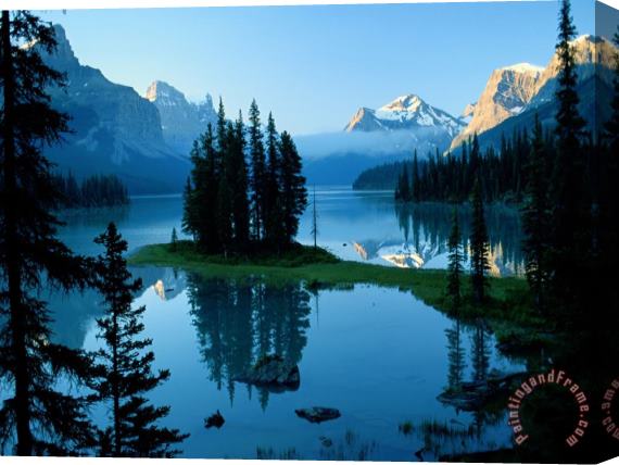 Raymond Gehman Scenic View of Maligne Lake in Jasper National Park in Canada Stretched Canvas Print / Canvas Art