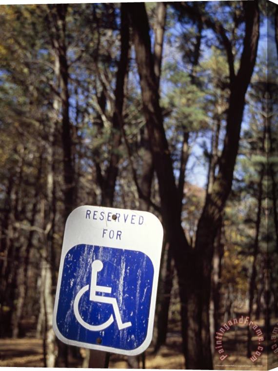 Raymond Gehman Sign Reserving Space for Handicapped Parking at a Day Use Picnic Area Stretched Canvas Print / Canvas Art