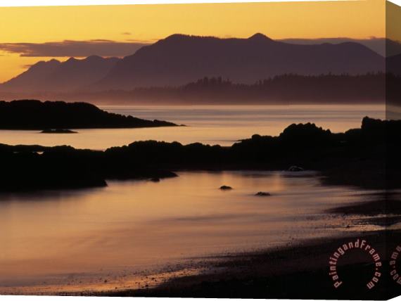 Raymond Gehman Sunset on The Mountains And Water at Long Beach on Vancouver Island Stretched Canvas Painting / Canvas Art