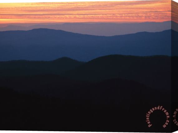 Raymond Gehman Sunset Over The Blue Ridge Mountains As Seen From Big Meadow Stretched Canvas Print / Canvas Art