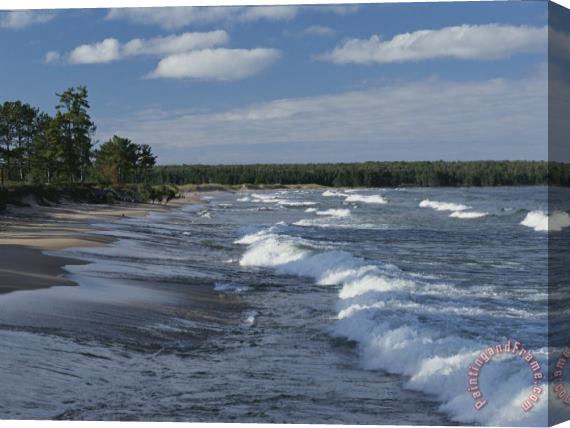 Raymond Gehman The Surf Breaks on a Beach in The Apostle Islands Stretched Canvas Painting / Canvas Art