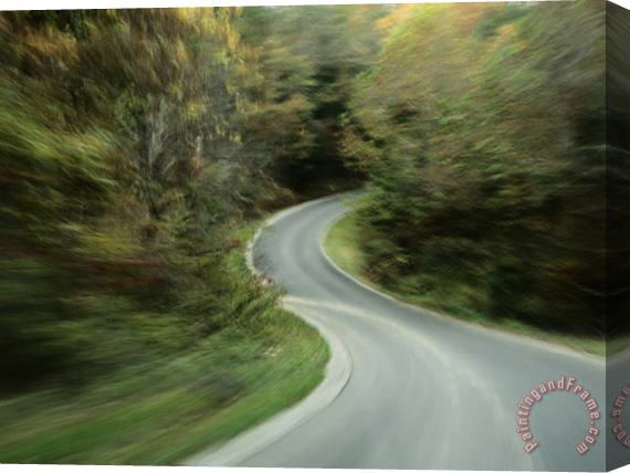Raymond Gehman Time Exposed View Taken From a Car of The Winding Road Stretched Canvas Painting / Canvas Art