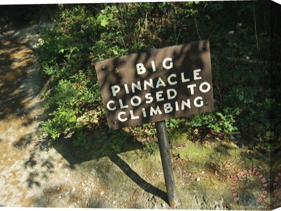 Raymond Gehman Trail Closing Sign Along The Jomeokee Trail Stretched Canvas Painting / Canvas Art