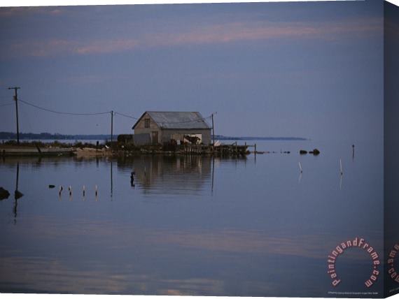 Raymond Gehman Twilight on Core Sound with a Fishing Shack Stretched Canvas Print / Canvas Art