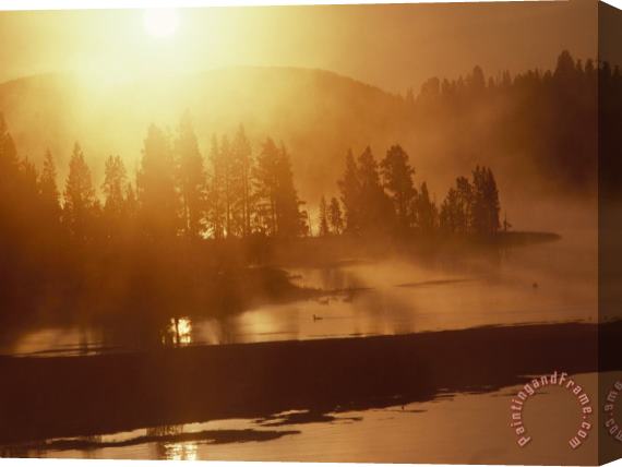 Raymond Gehman Twilight View of The Yellowstone River Yellowstone Wyoming Stretched Canvas Painting / Canvas Art