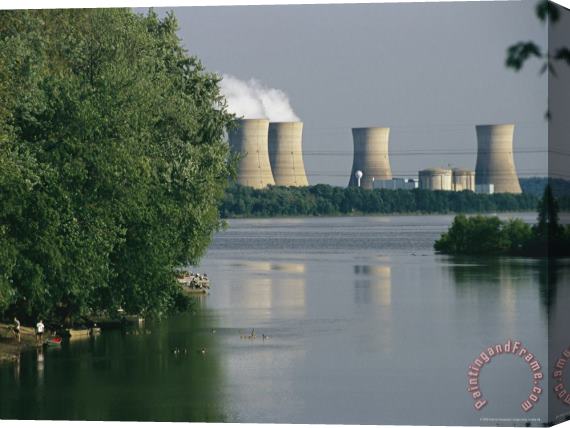 Raymond Gehman View of Three Mile Island Nuclear Reactor on The Susquehanna River Stretched Canvas Painting / Canvas Art