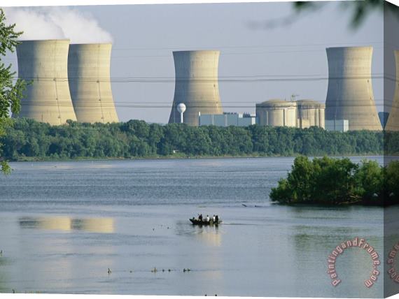 Raymond Gehman View of Three Mile Island Nuclear Reactor on The Susquehanna River Stretched Canvas Print / Canvas Art