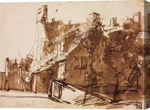 Rembrandt Harmensz van Rijn Dutch Farmhouse in Sunlight Stretched Canvas Painting / Canvas Art