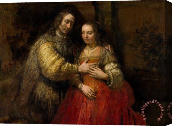 Rembrandt Harmensz van Rijn Portrait of a Couple As Isaac And Rebecca, Known As 'the Jewish Bride' Stretched Canvas Painting / Canvas Art