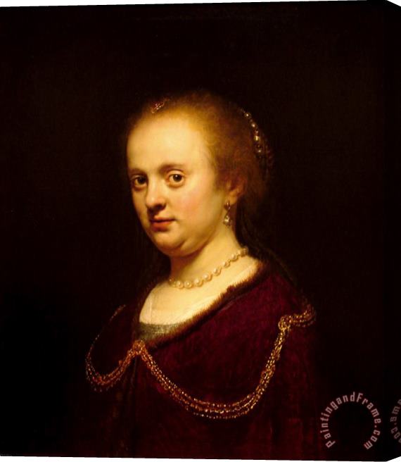 Rembrandt Harmensz van Rijn Retrato De Mujer Joven Stretched Canvas Print / Canvas Art